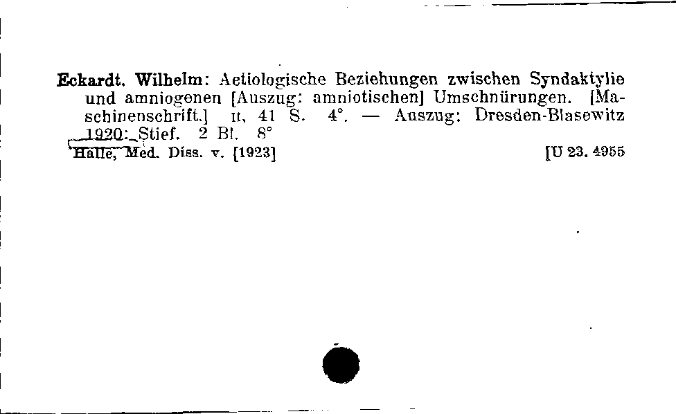 [Katalogkarte Dissertationenkatalog bis 1980]