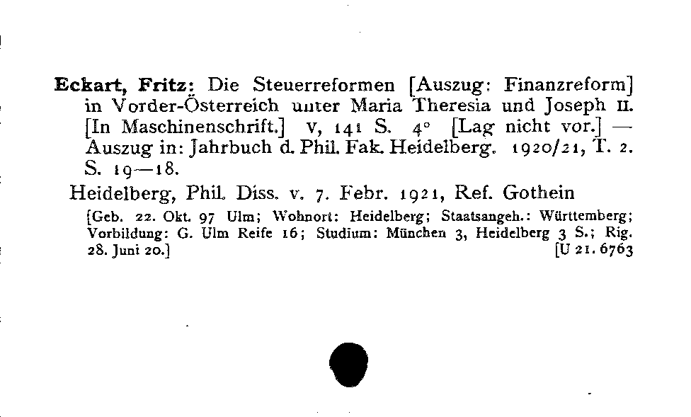 [Katalogkarte Dissertationenkatalog bis 1980]