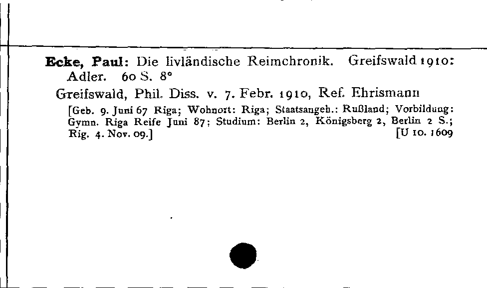 [Katalogkarte Dissertationenkatalog bis 1980]