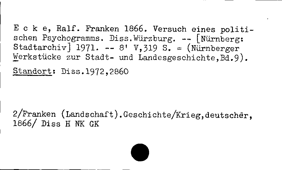 [Katalogkarte Dissertationenkatalog bis 1980]