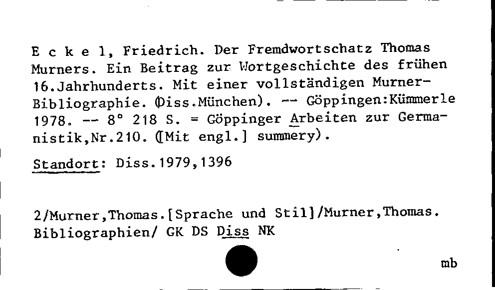 [Katalogkarte Dissertationenkatalog bis 1980]