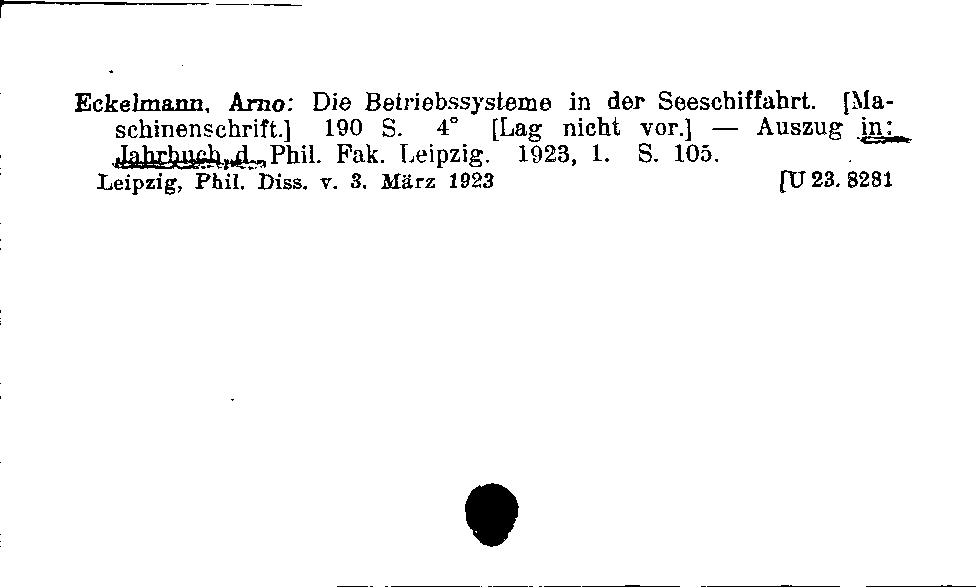 [Katalogkarte Dissertationenkatalog bis 1980]