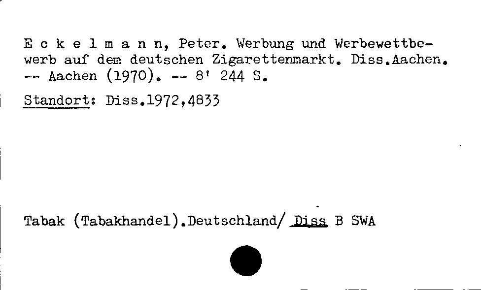 [Katalogkarte Dissertationenkatalog bis 1980]