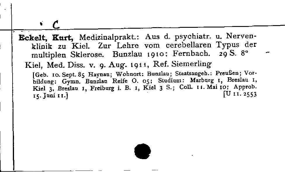 [Katalogkarte Dissertationenkatalog bis 1980]