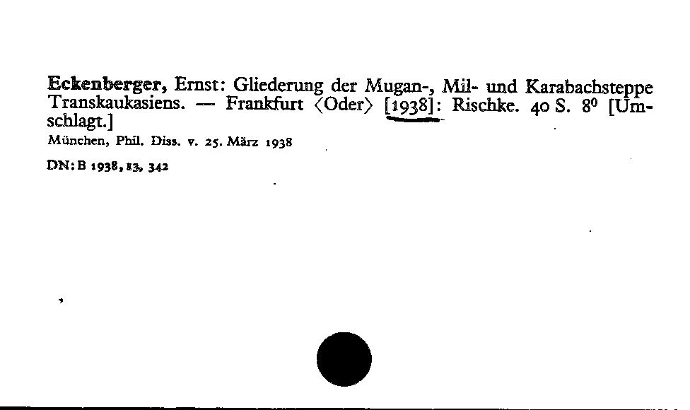 [Katalogkarte Dissertationenkatalog bis 1980]