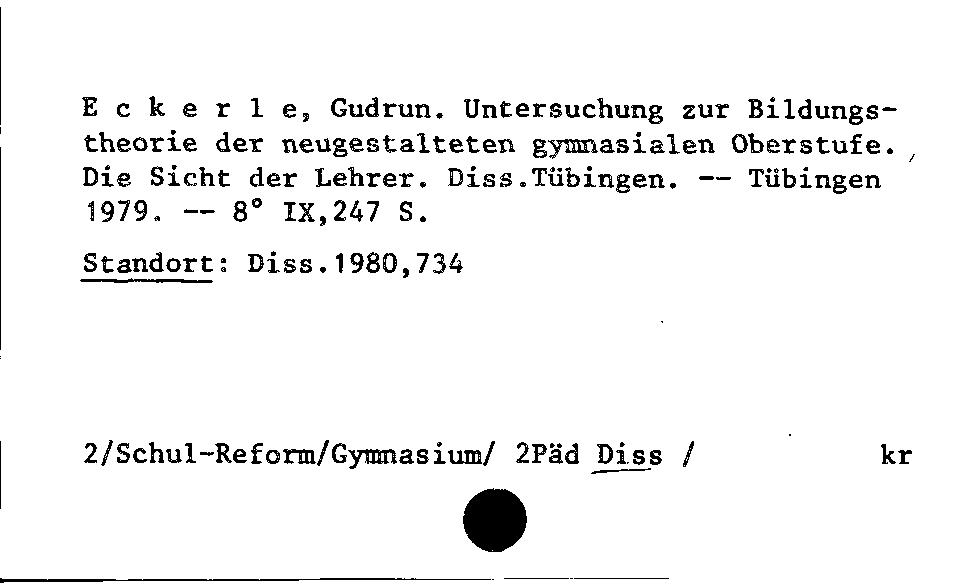 [Katalogkarte Dissertationenkatalog bis 1980]