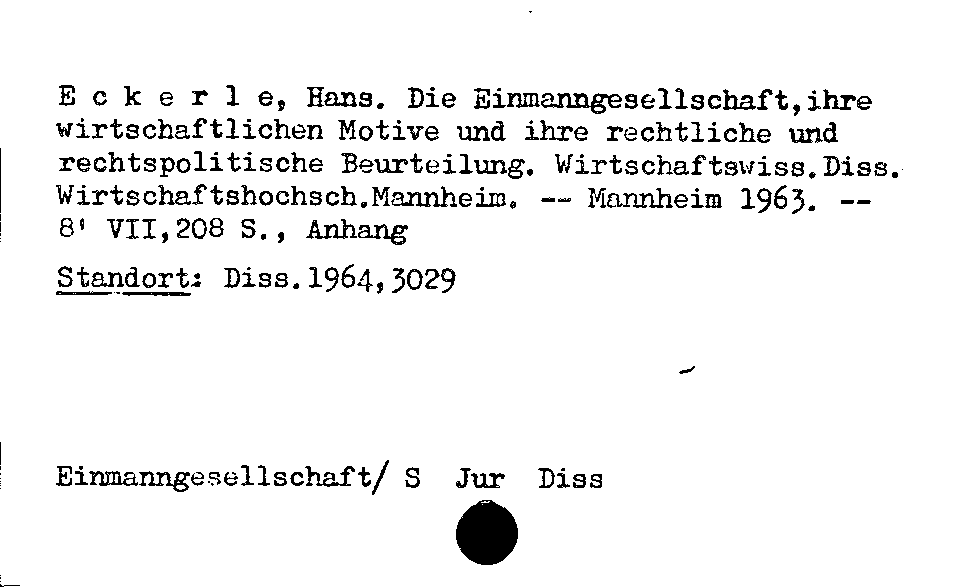 [Katalogkarte Dissertationenkatalog bis 1980]