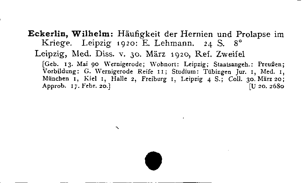 [Katalogkarte Dissertationenkatalog bis 1980]