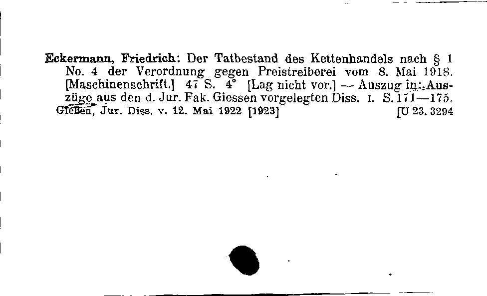 [Katalogkarte Dissertationenkatalog bis 1980]