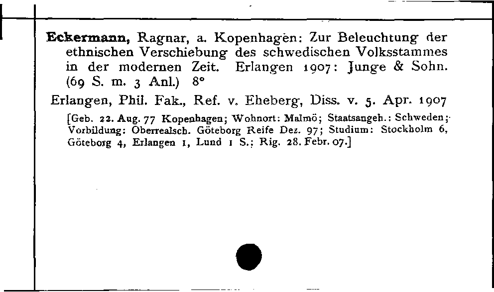 [Katalogkarte Dissertationenkatalog bis 1980]