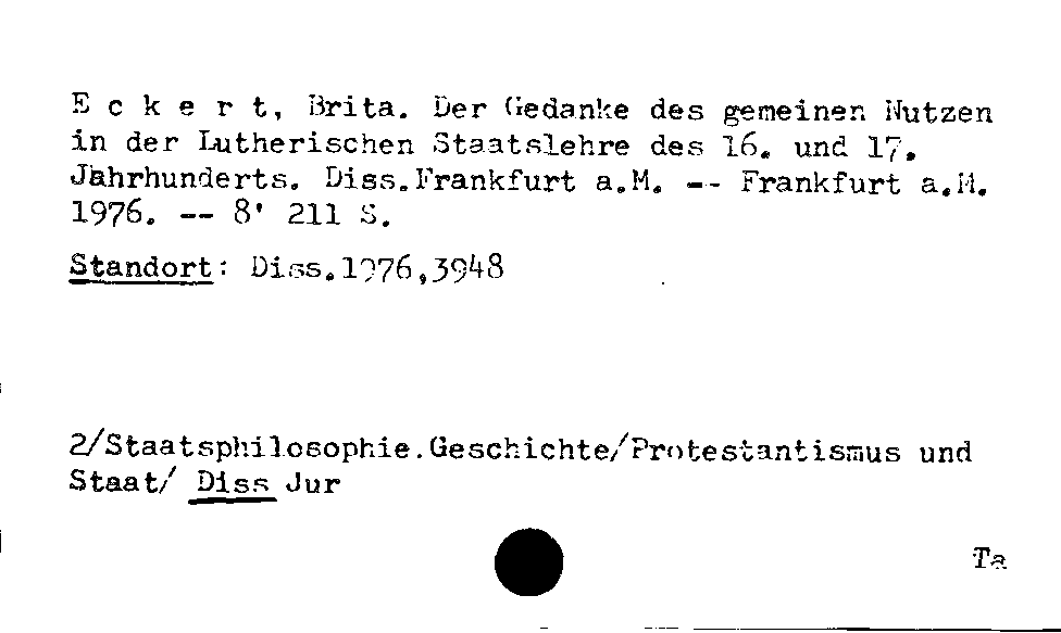 [Katalogkarte Dissertationenkatalog bis 1980]