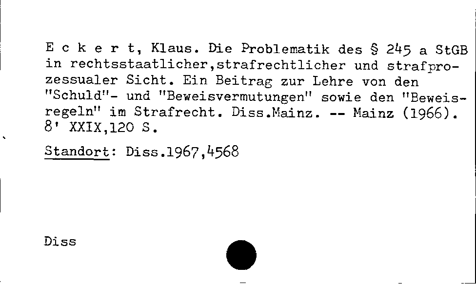 [Katalogkarte Dissertationenkatalog bis 1980]