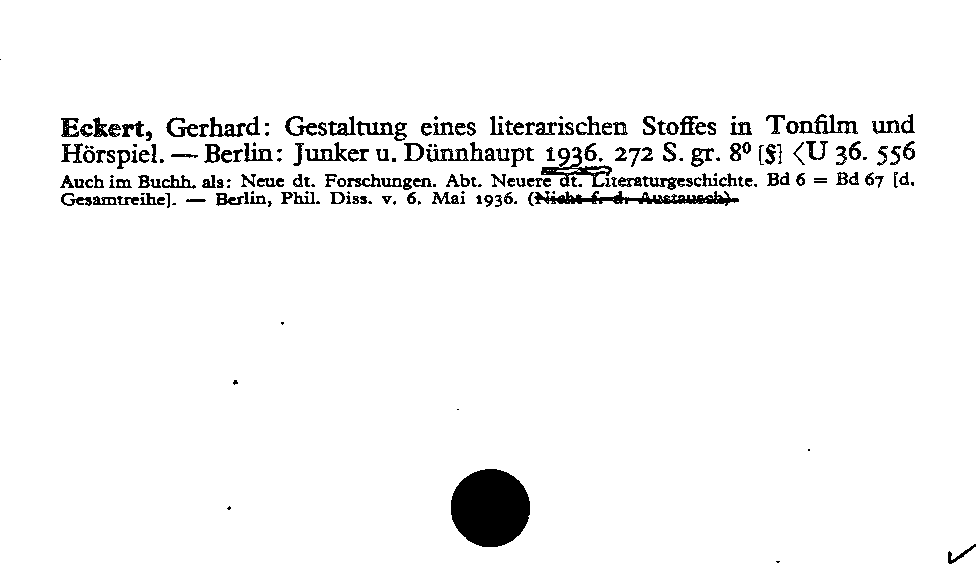 [Katalogkarte Dissertationenkatalog bis 1980]