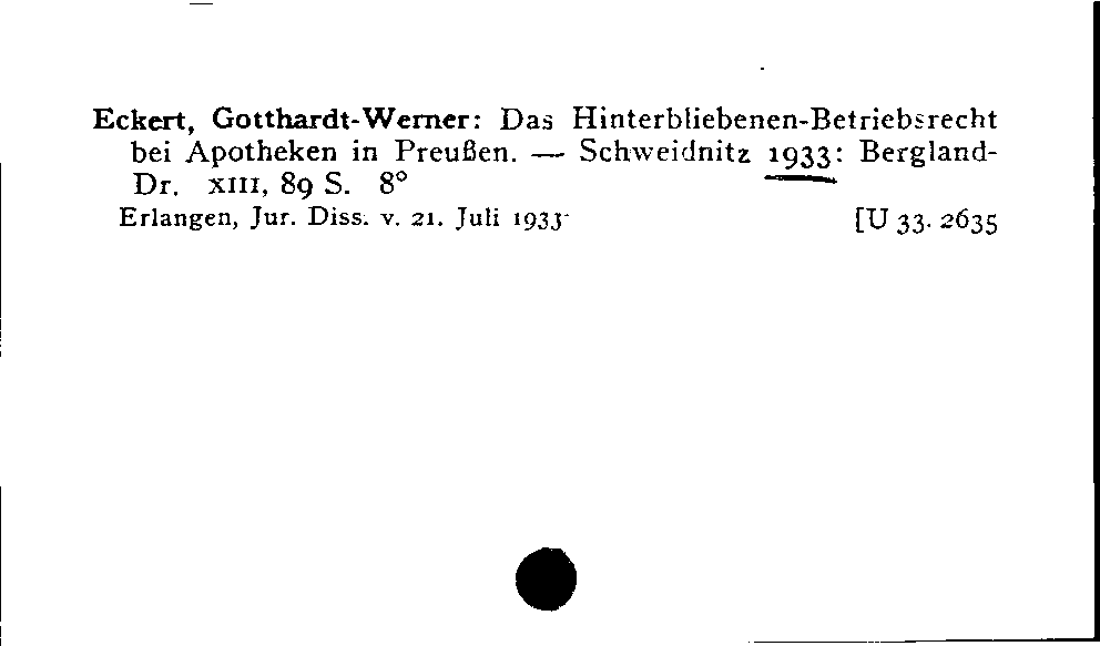 [Katalogkarte Dissertationenkatalog bis 1980]