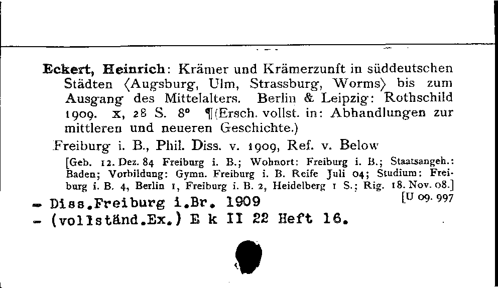 [Katalogkarte Dissertationenkatalog bis 1980]