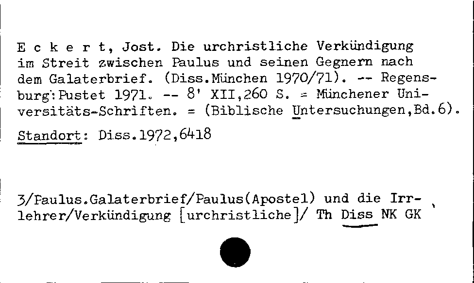 [Katalogkarte Dissertationenkatalog bis 1980]