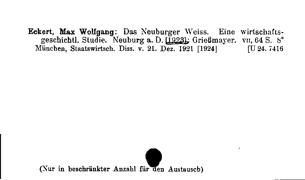 [Katalogkarte Dissertationenkatalog bis 1980]