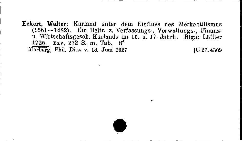 [Katalogkarte Dissertationenkatalog bis 1980]