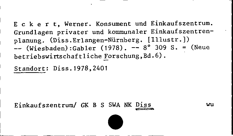 [Katalogkarte Dissertationenkatalog bis 1980]