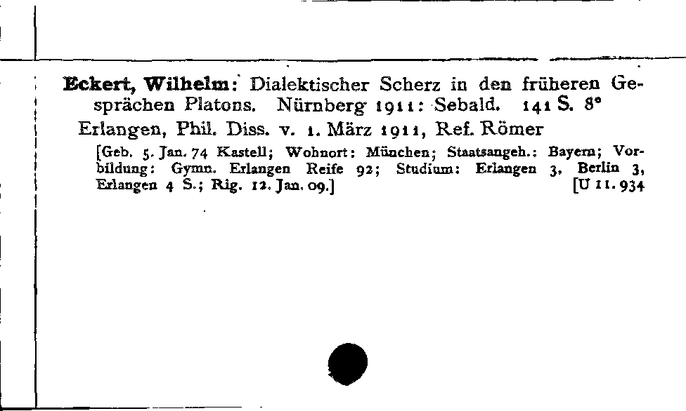 [Katalogkarte Dissertationenkatalog bis 1980]