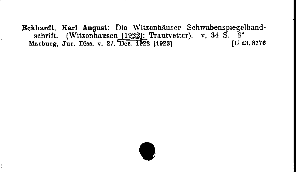 [Katalogkarte Dissertationenkatalog bis 1980]