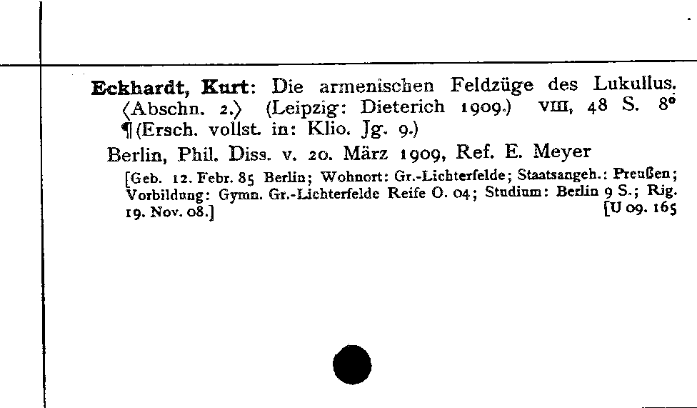 [Katalogkarte Dissertationenkatalog bis 1980]