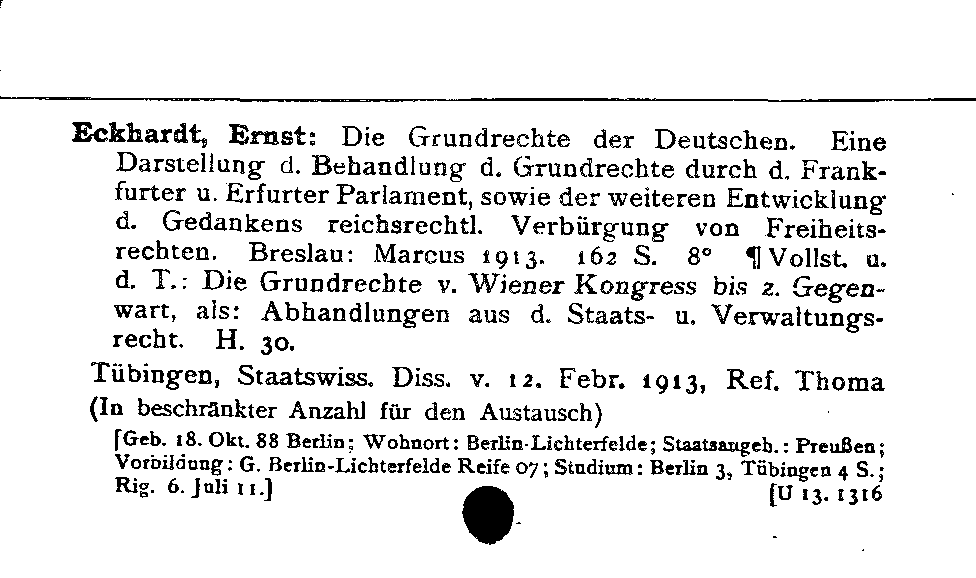 [Katalogkarte Dissertationenkatalog bis 1980]