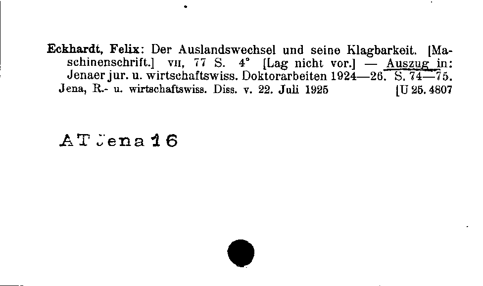 [Katalogkarte Dissertationenkatalog bis 1980]