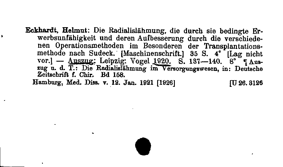 [Katalogkarte Dissertationenkatalog bis 1980]