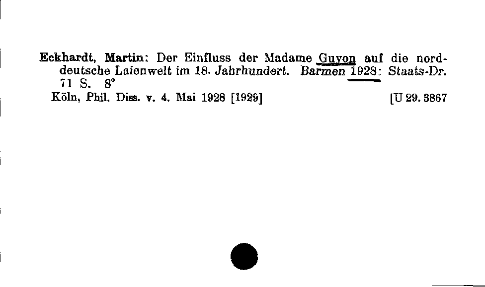 [Katalogkarte Dissertationenkatalog bis 1980]