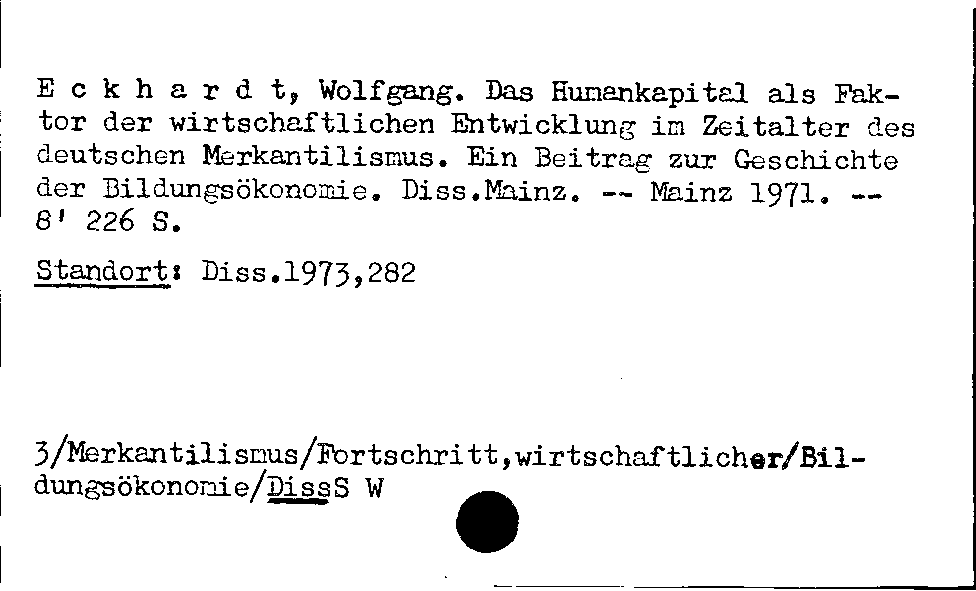 [Katalogkarte Dissertationenkatalog bis 1980]