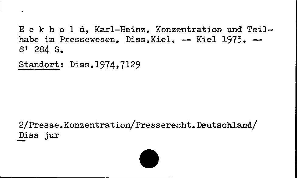 [Katalogkarte Dissertationenkatalog bis 1980]