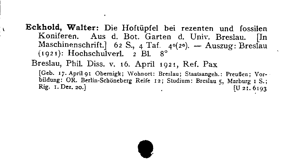 [Katalogkarte Dissertationenkatalog bis 1980]