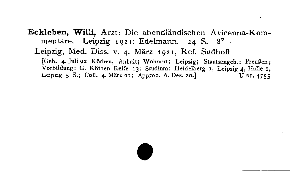 [Katalogkarte Dissertationenkatalog bis 1980]