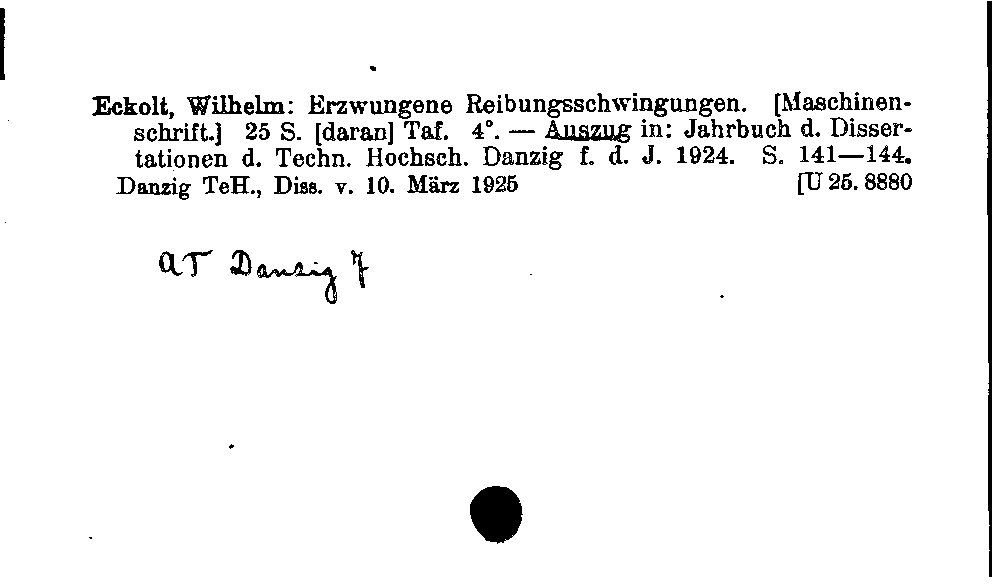 [Katalogkarte Dissertationenkatalog bis 1980]