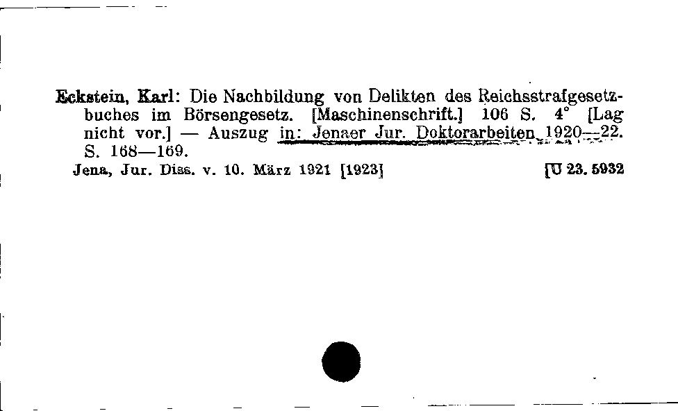 [Katalogkarte Dissertationenkatalog bis 1980]