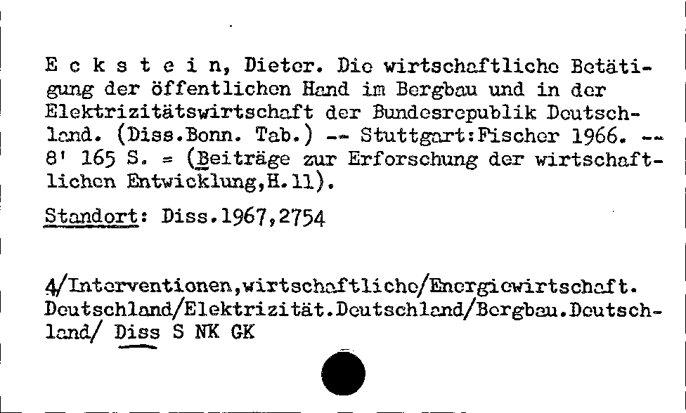 [Katalogkarte Dissertationenkatalog bis 1980]