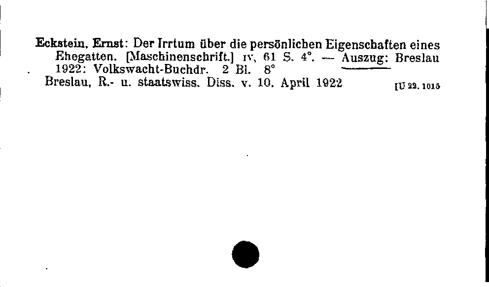 [Katalogkarte Dissertationenkatalog bis 1980]