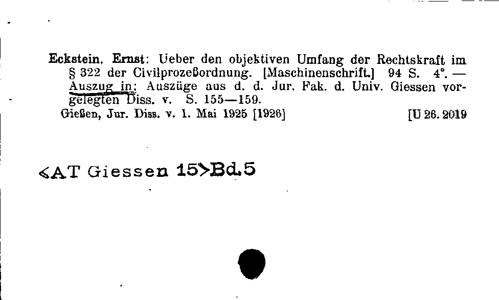 [Katalogkarte Dissertationenkatalog bis 1980]