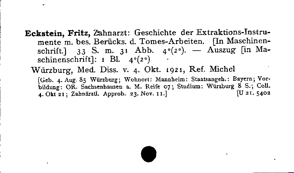 [Katalogkarte Dissertationenkatalog bis 1980]