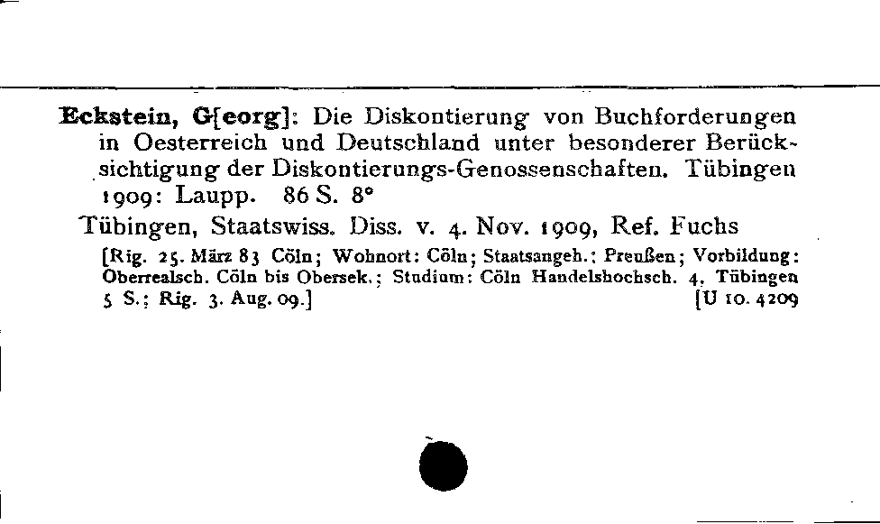 [Katalogkarte Dissertationenkatalog bis 1980]