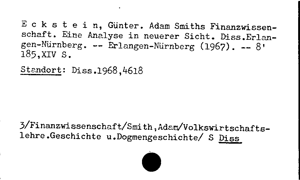 [Katalogkarte Dissertationenkatalog bis 1980]