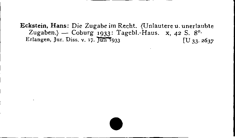 [Katalogkarte Dissertationenkatalog bis 1980]