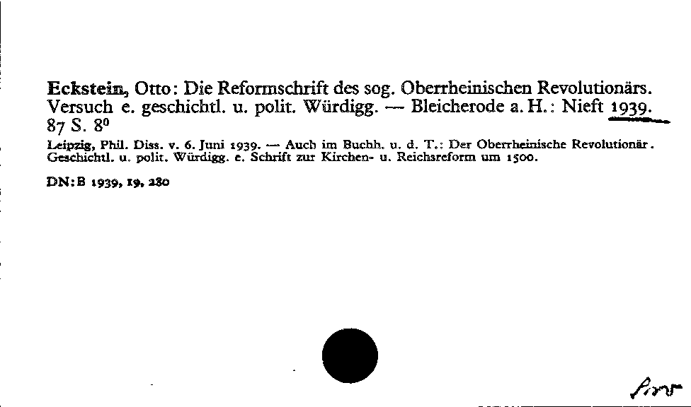 [Katalogkarte Dissertationenkatalog bis 1980]