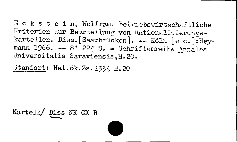 [Katalogkarte Dissertationenkatalog bis 1980]