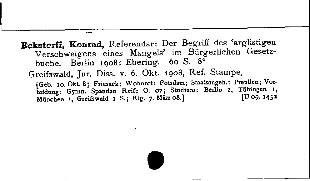 [Katalogkarte Dissertationenkatalog bis 1980]