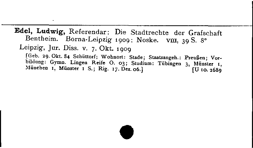 [Katalogkarte Dissertationenkatalog bis 1980]