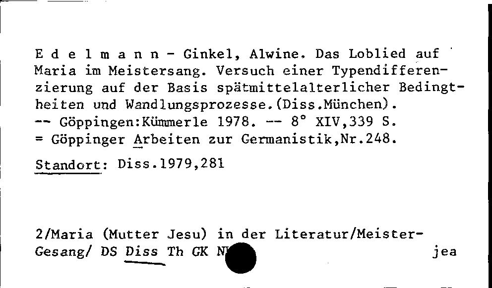 [Katalogkarte Dissertationenkatalog bis 1980]