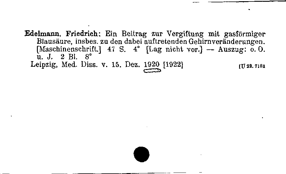 [Katalogkarte Dissertationenkatalog bis 1980]