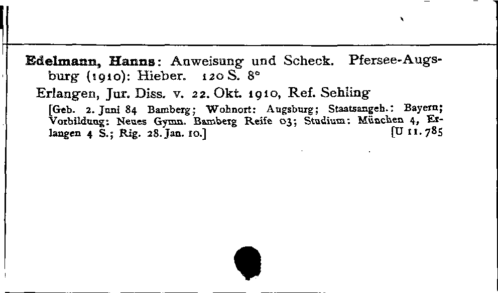 [Katalogkarte Dissertationenkatalog bis 1980]